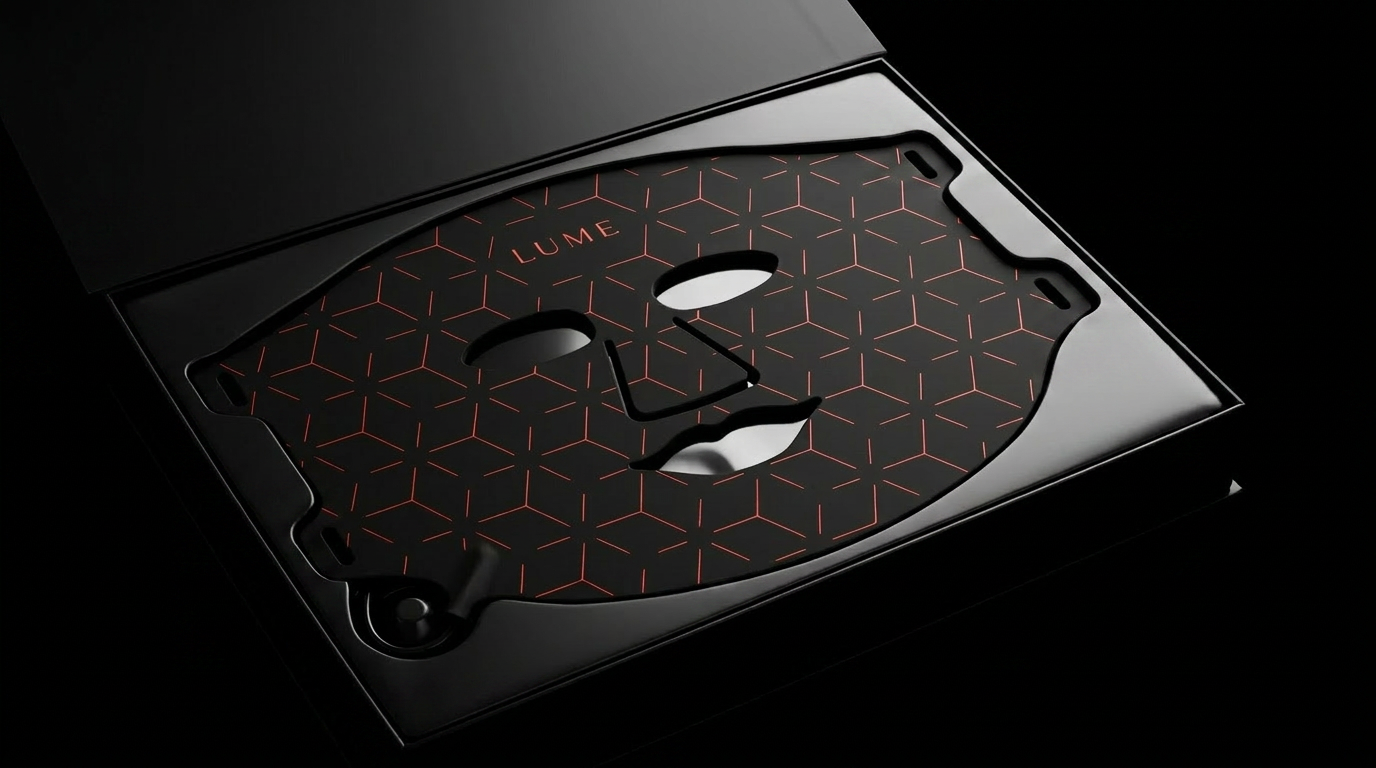 LUME four-wavelength LED Face Mask in its presentation case
